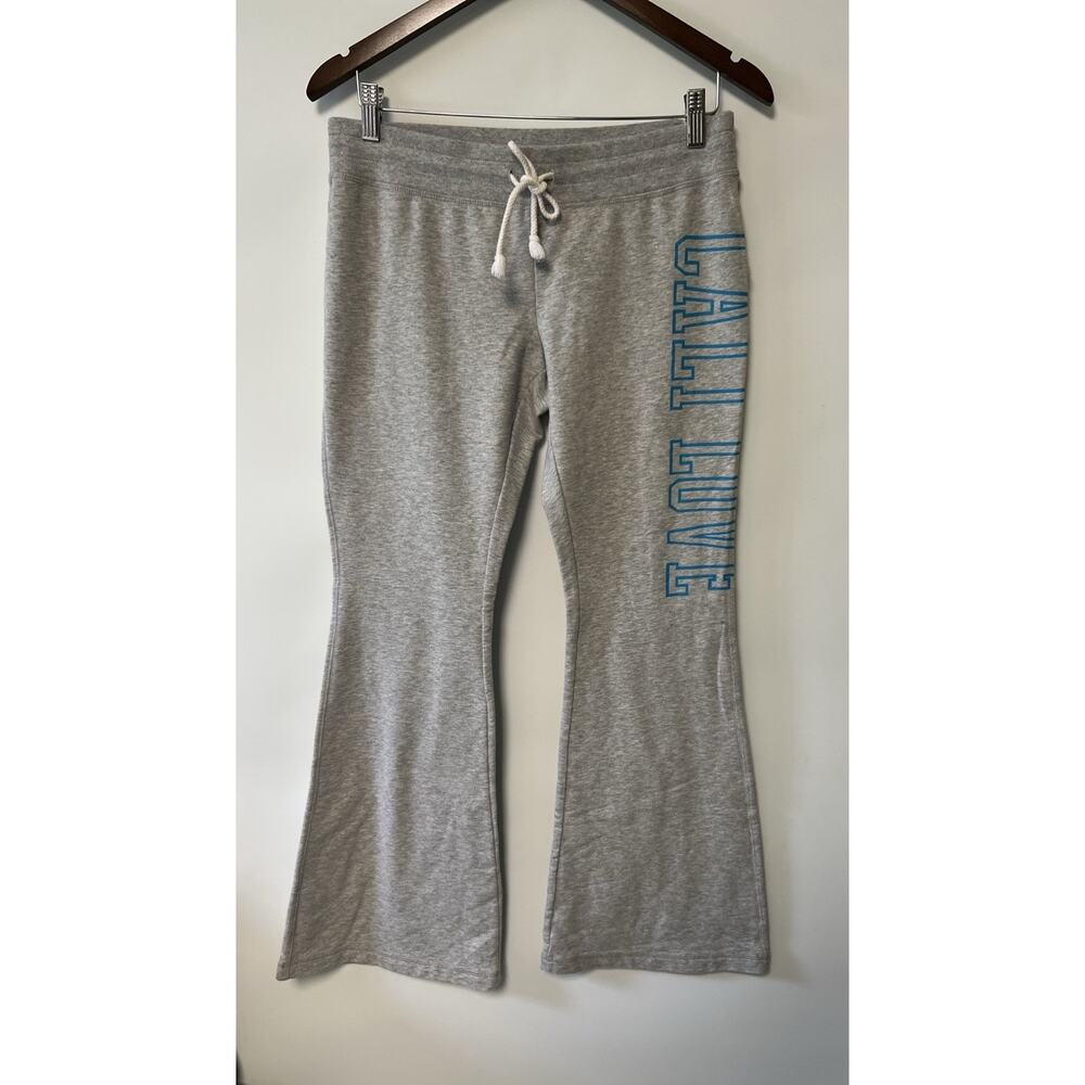 Y2K Old Navy Flare Sweatpants Women Medium Gray Spell out Low Rise Cali Love